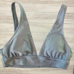 Ribbed Triangle Bralette - Light Sage Green